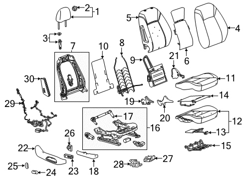 2018 Buick Regal TourX Seat Back Pad, Front Diagram for 39021503