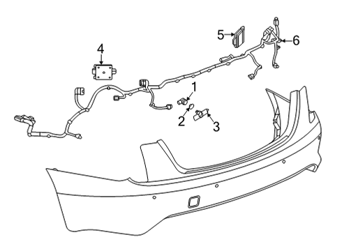 2024 Cadillac CT4 Electrical Components - Rear Bumper Diagram