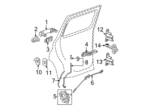 2008 Chevy HHR Rear Door - Lock & Hardware Diagram