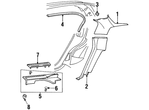 1995 Oldsmobile Aurora Interior Trim - Quarter Panels Diagram