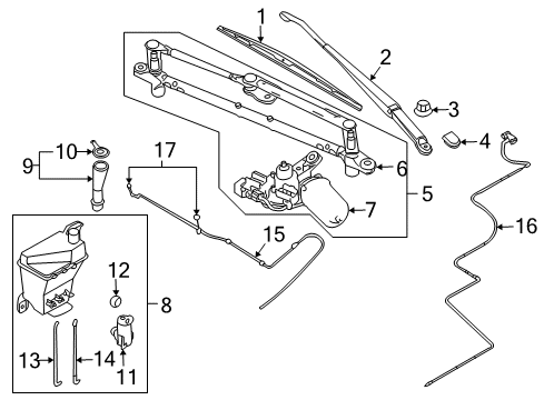 2011 Chevy Aveo5 Wiper & Washer Components Diagram