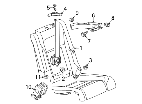 2018 Buick Cascada Buckle, Black, Rear Diagram for 19332388