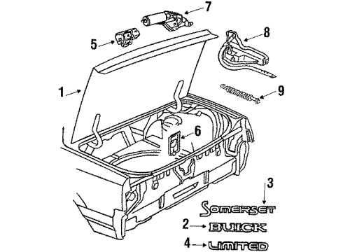 1990 Buick Skylark Trunk Lid & Components Diagram