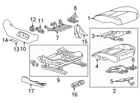 2024 GMC Acadia Passenger Seat Components Diagram