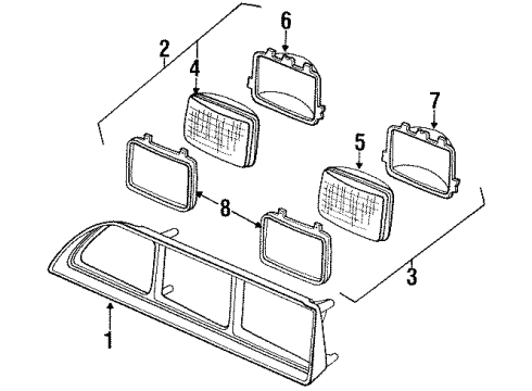 1988 Pontiac Sunbird Headlamp Assembly, Passenger Side Diagram for 16500657