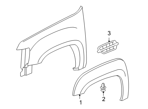 2009 Chevy Tahoe Exterior Trim - Fender Diagram 2 - Thumbnail