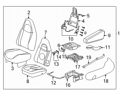 2021 GMC Savana 3500 Passenger Seat Components Diagram