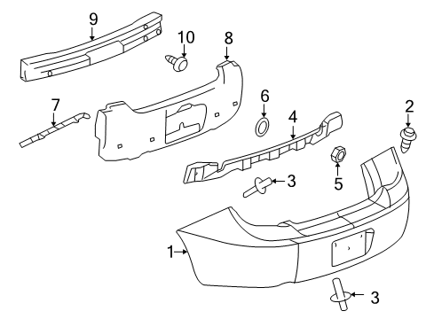 2007 Chevy Cobalt Bumper & Components - Rear Diagram