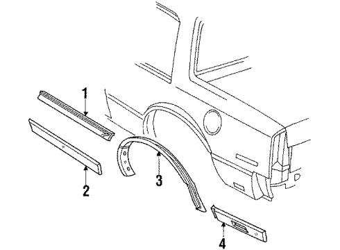 1987 Oldsmobile 98 Exterior Trim - Quarter Panel Diagram