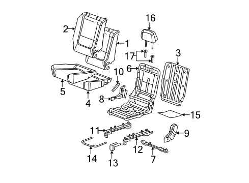 2007 Chevy Malibu Seat Frame, Rear Passenger Side Diagram for 22736371
