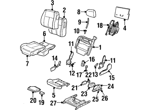 2001 Oldsmobile Aurora Seat Back Pad, Driver Side Diagram for 16814705