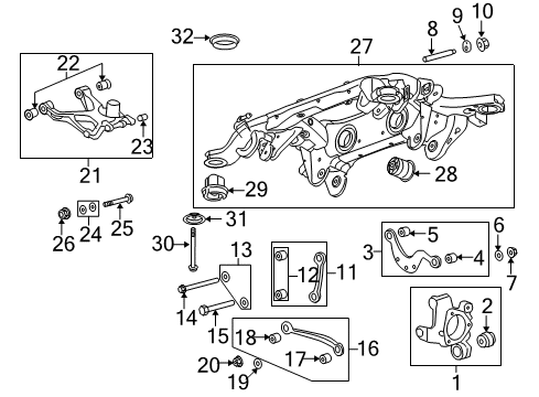 2008 Buick Enclave Suspension Crossmember Lower Retainer Diagram for 10420140