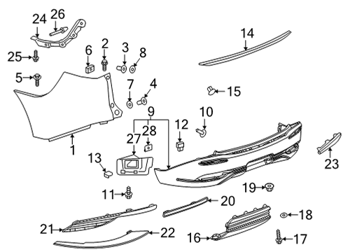 2024 Buick Enclave Bumper Cover Upper Bolt Diagram for 11602875