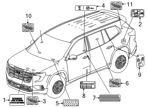 2025 Buick Enclave Label, Vehicle Systems - Cautionary Communications Diagram for 26493705