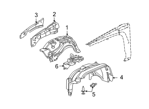 2010 Hummer H3 Fender Liner, Front Inner Driver Side Diagram for 25931996
