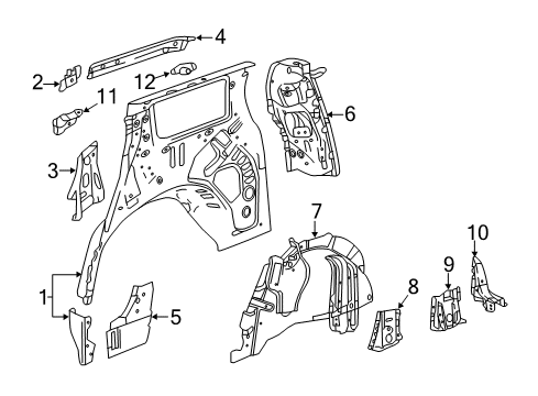 2021 GMC Acadia Reinforcement Bracket, Rear Passenger Side Diagram for 84537922