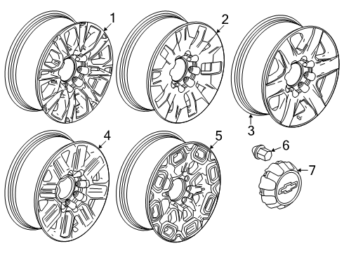 2020 Chevy Silverado 3500 HD Hub Cap, Rear Diagram for 84776571