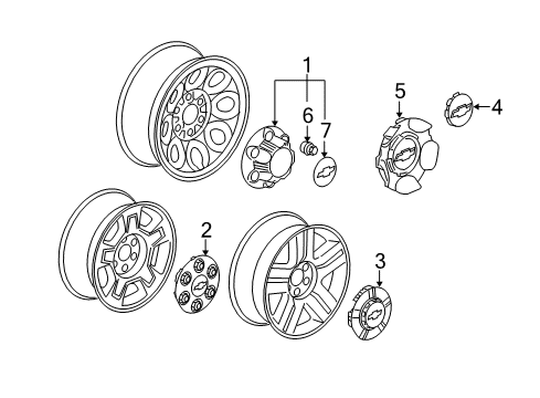 2011 Chevy Silverado 1500 Wheel Covers & Trim Diagram