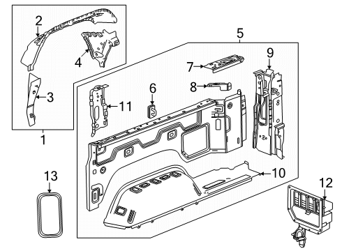 2024 Chevy Silverado EV Inner Structure - Quarter Panel Diagram