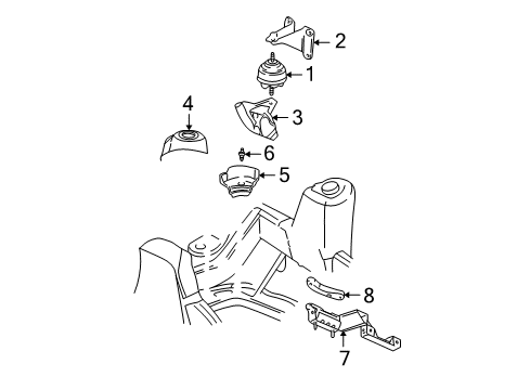 2004 Buick Rainier Engine & Trans Mounting Diagram