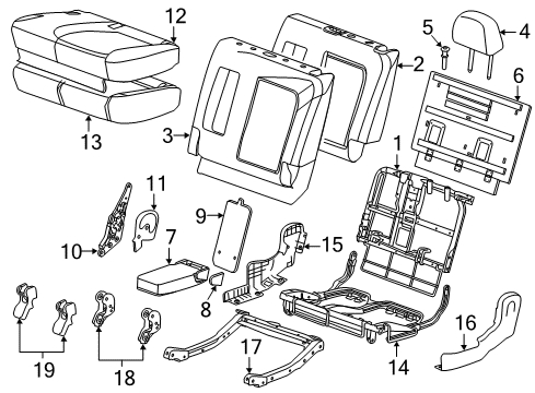 2014 Chevy Captiva Sport Seat Back Cover, Charcoal Diagram for 22761130