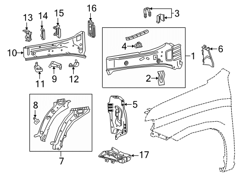 2024 GMC Sierra 1500 Inner Components - Fender Diagram