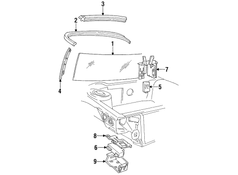 1997 Pontiac Bonneville Glass - Windshield Diagram