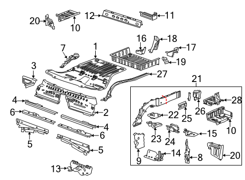 2017 Cadillac ATS Rear Floor & Rails Diagram