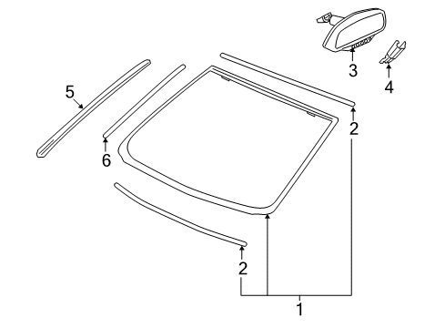 2008 Pontiac G8 Glass - Windshield Diagram
