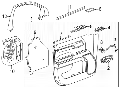 2022 Chevy Silverado 1500 Interior Trim - Front Door Diagram