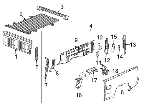 2018 GMC Canyon Pick Up Box Components Diagram