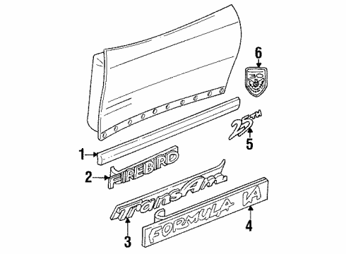 2001 Pontiac Firebird Exterior Trim - Door Diagram