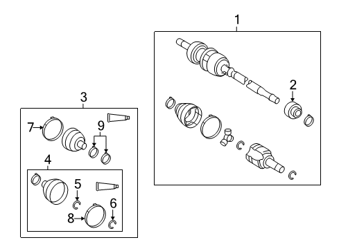 2010 Pontiac Vibe Axle Assembly, Front Passenger Side Diagram for 19205410