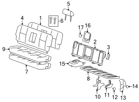 2011 Chevy Silverado 1500 Seat Back Frame, Rear Diagram for 25893737