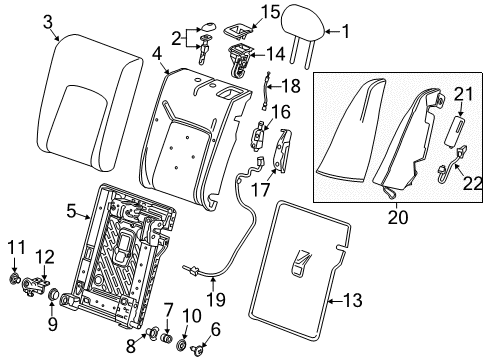 2020 Buick Regal Sportback Seat Back Frame Inner Cover, Rear Diagram for 13506223