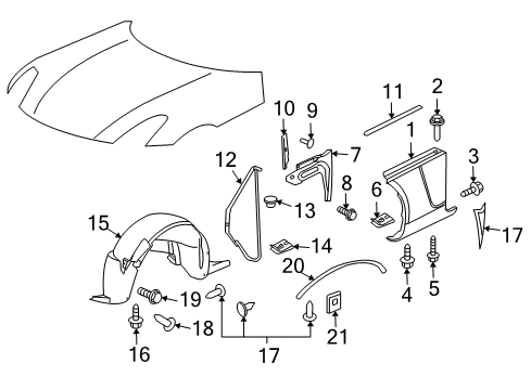 2008 Saturn Sky Fender, Front Passenger Side Diagram for 25803442