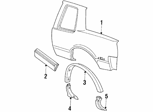 1985 Oldsmobile Calais Exterior Trim - Quarter Panel Diagram