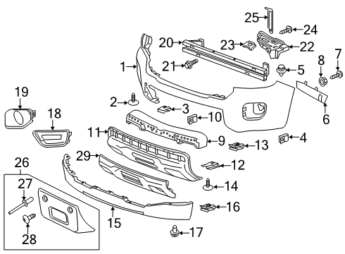 2017 GMC Canyon License Bracket Diagram for 22891636