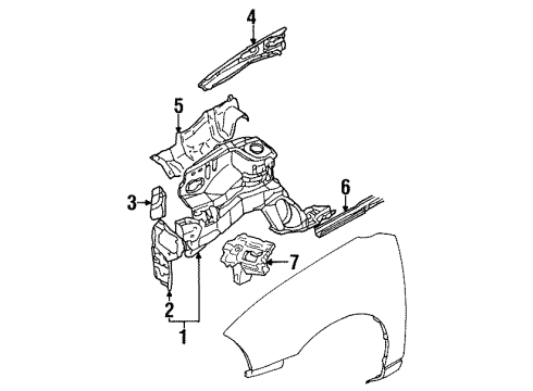 2001 Chevy Metro Structural Components & Rails Diagram