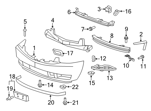2012 Cadillac Escalade EXT Bumper & Components - Front Diagram