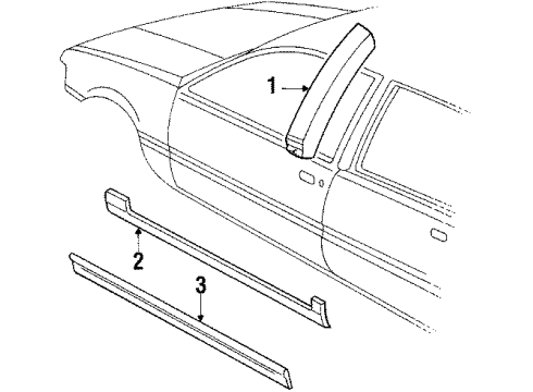 1990 Buick Skylark Pillar Molding, Black, Center Driver Side Diagram for 20718739