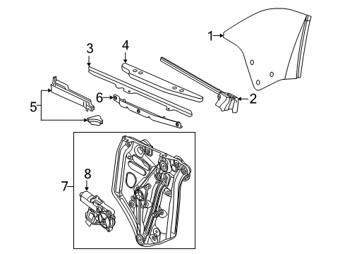 2018 Buick Cascada Window Regulator, Passenger Side Diagram for 13366914