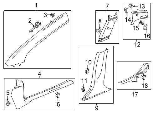 2019 Chevy Volt Interior Trim - Pillars Diagram