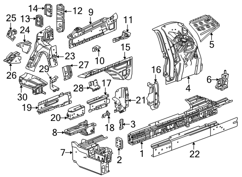 2025 Cadillac ESCALADE IQ Structural Components & Rails Diagram