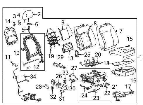 2015 Chevy Malibu Seat Cover, Brownstone, Front Diagram for 22897825