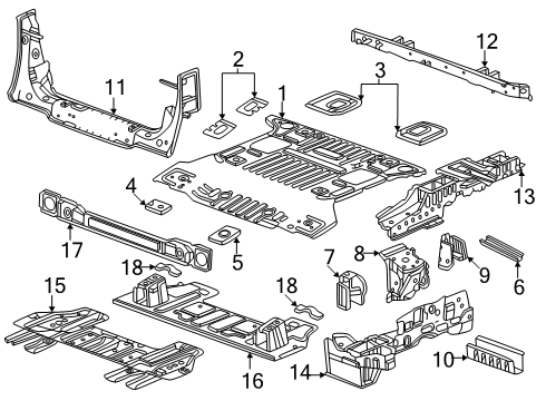 2024 GMC Hummer EV SUV Rear Floor & Rails Diagram