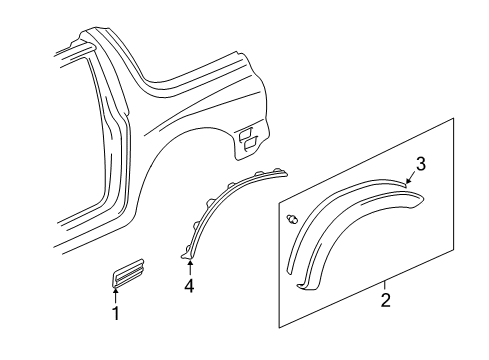 2001 Chevy Tracker Exterior Trim - Quarter Panel Diagram