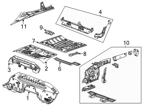 2025 Chevy Trailblazer Rear Floor & Rails Diagram