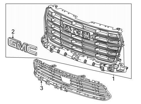 2024 GMC Acadia Grille & Components Diagram 2 - Thumbnail