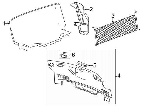 2024 Chevy Corvette Side Trim Panel, Rear Driver Side Diagram for 84915005